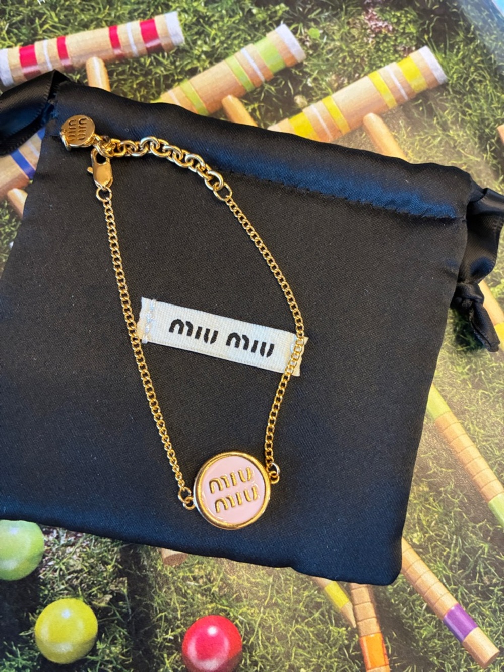 Miu Miu Gold and Pink Bracelet with Dainty Design